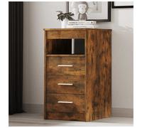 Storage Cabinet 40x50x76cm Smoked Oak Engineered Wood 3 Drawers + Shelf Compact