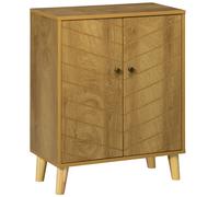 Storage Cabinet 76H x 60L x 30Wcm Natural Wood-Effect MDF Chevron Doors 2-Shelf