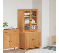 Storage Cabinet 80x50x160cm Brown Engineered Wood Oak Pine 4 Glass Doors AntiTip