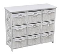 Storage Cabinet Akron White Bedside Unit Table 9 Drawers Home Bedroom vidaXL