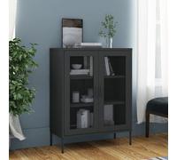 Storage cabinet Anthracite Steel 80x35x101.5cm Mesh Doors, 2 Adjustable Shelves