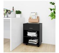 Storage Cabinet Black 46x36x59cm Engineered Wood 2 Shelves Drawer Modern Pro