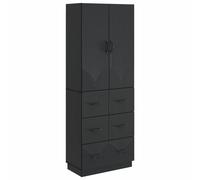 Storage Cabinet Black 66x34.5x87cm Engineered Wood 3-Drawer 2-Shelf Modular Slim