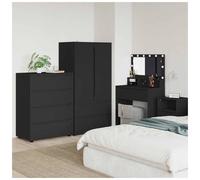 Storage Cabinet Black 80x48x105cm Engineered Wood 4 Drawers Minimalist Home Use