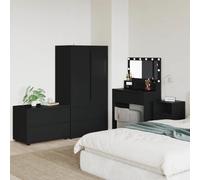 Storage Cabinet Black 80x48x57cm Engineered Wood 2 Drawer Minimalist for Bedroom