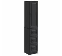Storage Cabinet Black Engineered Wood 33x34.5x87cm 3 Drawers 2 Shelves with LED