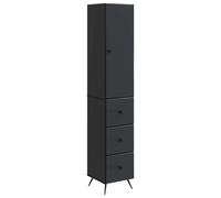 Storage cabinet Black engineered wood 34.5x34.5x90cm 3 drawers 2 shelves modern