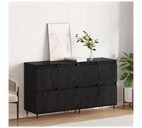 Storage Cabinet Black Oak 60x35x70cm Engineered Wood 4-Door Freestanding Set3pcs