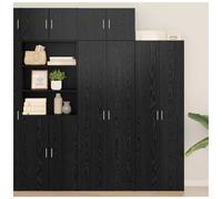 Storage Cabinet Black Oak Engineered Wood 70x42.5x185 cm 2 Doors Modern Slim Top