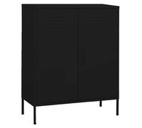 Storage Cabinet Black Steel 80x35x101.5cm 2 Adjustable Shelves Levellers WallFix
