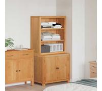 Storage Cabinet Brown Engineered Wood 80x50x160cm 4 Glass Doors Oak Anti-tip