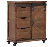 Storage Cabinet Brown Solid Fir Wood MDF Steel 64x33.5x75 cm 3-Drawer Vintage TV