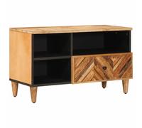 Storage Cabinet Brown Solid Mango Wood 80x33.5x46 cm Brass Knob Drawer Indoor UK