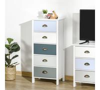HOMCOM Chest of Drawers, 5 Drawer Storage Organizer Unit Bedroom, Blue - Multi-Colored - 5
