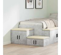 Storage cabinet concrete grey 108x41x40cm engineered wood 2-shelf modern minimal