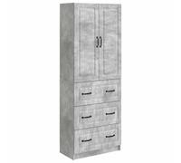 Storage Cabinet Concrete Grey 66 x 34.5 x 87 cm Engineered Wood 3 Drawers Slim.