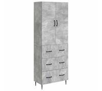 Storage Cabinet Concretegrey 66x34.5x90cm Engineered Wood 3 Drawers 2 Doors Slim