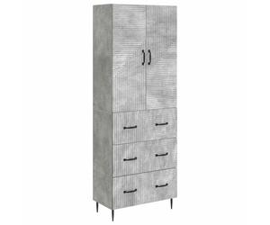 Storage Cabinet Concretegrey 66x34.5x90cm Engineered Wood 3 Drawers 2 Doors Slim