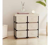 Storage cabinet Cream 55x29x55 cm Steel Frame Fabric 6 Drawer Organizer for Home
