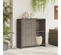 Storage Cabinet Grey Rattan 100x36x102cm 2-Door Indoor Shelf Minimalist Compact