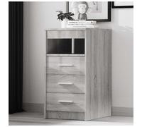 vidaXL 3 Drawer Single Shelf Grey Sonoma Storage Cabinet - Size: 76 x 40 x 50cm - Wilko