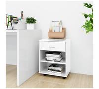 Storage Cabinet High Gloss White 46x36x59cm Engineered Wood 2-Shelf Drawer 90kg