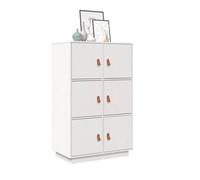 Storage Cabinet Highboard 6 Doors 67 x 40 x 108.5 cm White Solid Pinewood