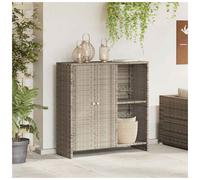 Storage Cabinet Light Grey Rattan 100x36x102cm 2 Doors 2 Shelves Compact forHome