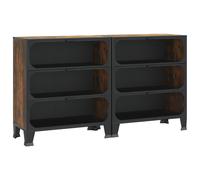 Storage Cabinet Metal&MDF Sideboard Cupboard Bookcase Rustic Brown/Grey vidaXL