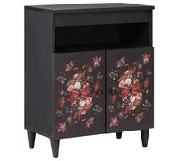Storage cabinet multicolour 60x33.5x75cm solid mango wood floral 2dr brass knobs [EEK: Yes]