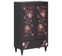 Storage Cabinet Multicolour Mango Wood 60x33.5x100cm Floral Brass Knobs 2-doors [EEK: Yes]