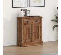 Storage Cabinet Natural Solid Teak Wood 65 x 30 x 75 cm Retro 2 Drawers 2 Doors