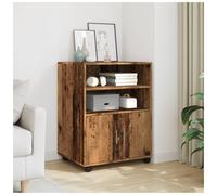 Storage Cabinet Old Wood Engineered Wood 60x48x81cm 2 Doors 4 Wheels Minimalist