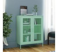 Storage Cabinet Olive Green Steel 80x35x101.5 cm Mesh Doors 2 Adjustable Shelves