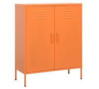 Storage Cabinet Orange Steel 80x35x101.5cm 2 Adjustable Shelves Levellers w/Wall