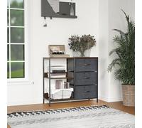 HOMCOM Storage Dresser: 3 Fabric Drawers & 2 Display Shelves in Black for Living Room & Bedroom Aosom UK