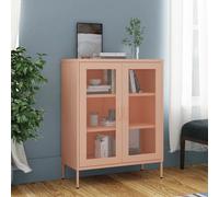 Storage Cabinet Pink Steel 80x35x101.5cm 2 Adjustable Shelves Mesh Doors WallTie