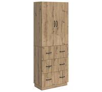 Storage Cabinet Set 2pc Artisan Oak Engineered Wood 66x34.5x87cm 3-Drawer Shelf