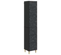 Storage Cabinet Slim 2pc Black Engineered Wood 33x34.5x90cm 3 Drawers 2 Shelves