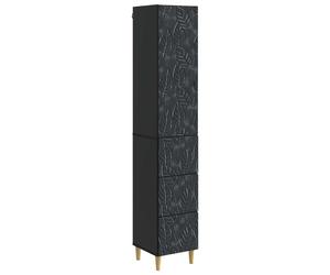 Storage Cabinet Slim 2pc Black Engineered Wood 33x34.5x90cm 3 Drawers 2 Shelves