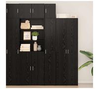 Storage Cabinet Slim 30x42.5x225cm Black Oak Engineered Wood 2 Doors Tall Units