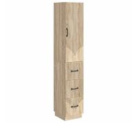 Storage Cabinet Sonoma Oak 33x34.5x87cm Engineered Wood 3 Drawer 2 Shelf Compact