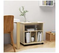 Storage Cabinet Sonoma Oak 60x45x60cm Engineered Wood 4-Compartment Rolling w/4