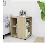 Storage Cabinet Sonoma Oak 60x53x72cm Engineered Wood 2-Shelf Mobile Unit Wheels