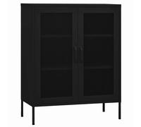 vidaXL Storage Cabinet Black Steel Home Sideboard Cupboard Storage Cabinet