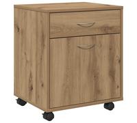 (artisan oak) vidaXL Rolling Cabinet Office Side Table Hall Drawer Cabinet Engineered Wood