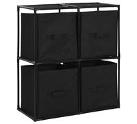 vidaXL Storage Cabinet with 4 Fabric Baskets Black Steel Drawer Organiser Rack