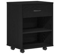Storage Cabinet Black Oak 46x36x59cm Engineered Wood Drawer 90kg 2 Shelves Slim