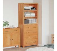 Storage Cabinet Tall Brown Engineered Wood 80x35x185cm 4-Door Oak Frame Anti-Tip