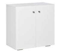 Storage Cabinet Two Shelves Wooden Sideboard Freestanding Kitchen Cupboard White